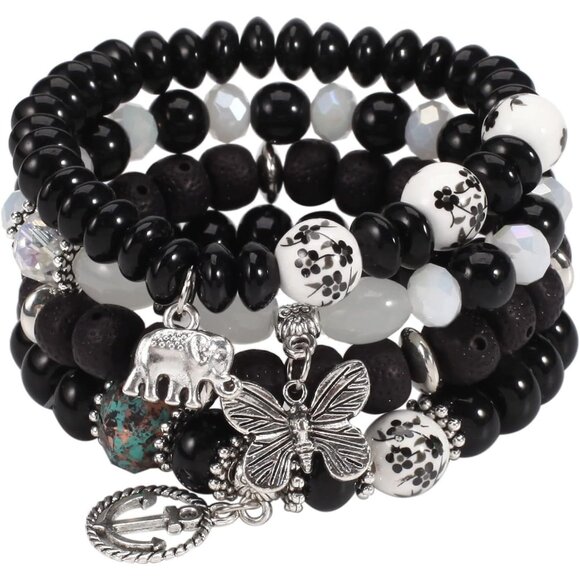 Bohemian Colorful Beads Stretch Bracelets for Women, 8-Piece Set - Picture 9 of 9